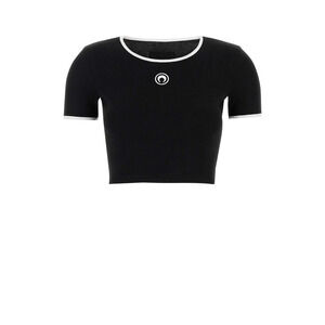 MARINE SERRE Fitted Black Crop Top